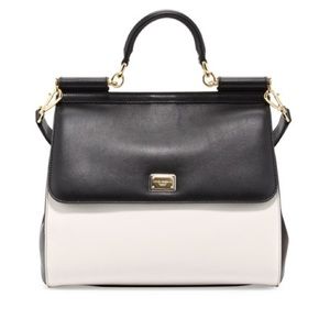 Authentic Dior Handbag White & Black- Miss Sicily Bicolor Medium Satchel Bag